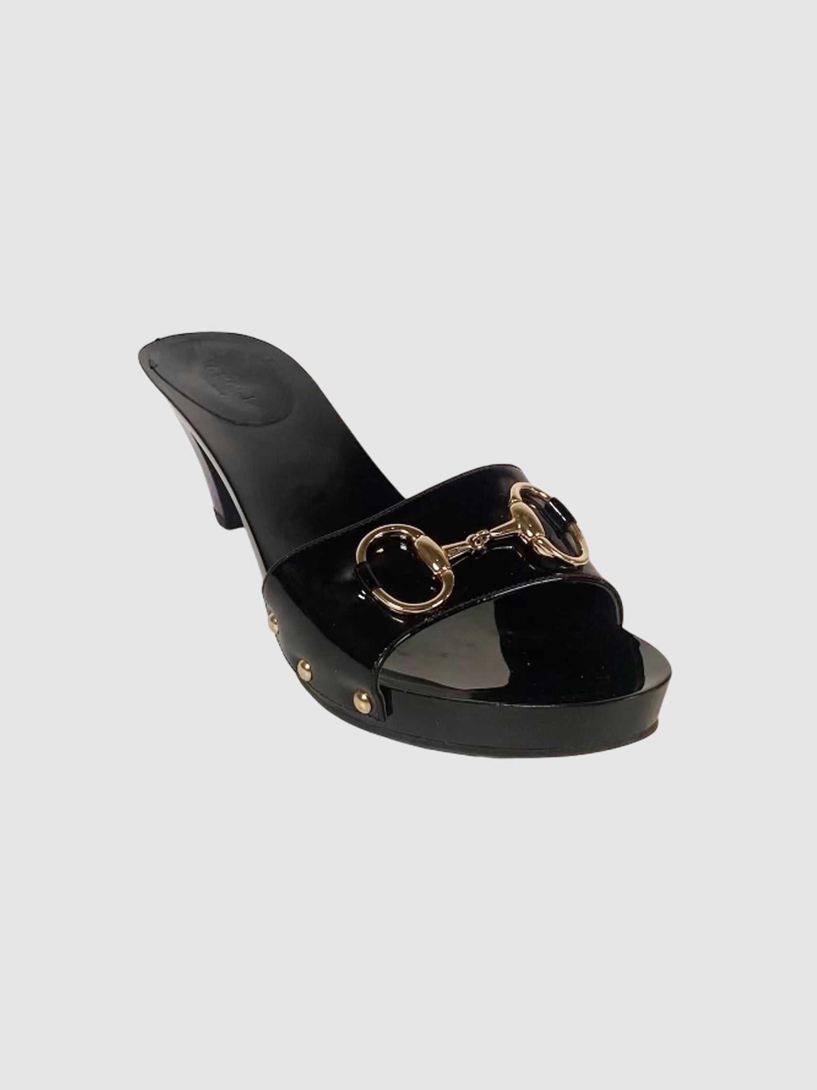 Horsebit Patent Leather Sandals - Size 38