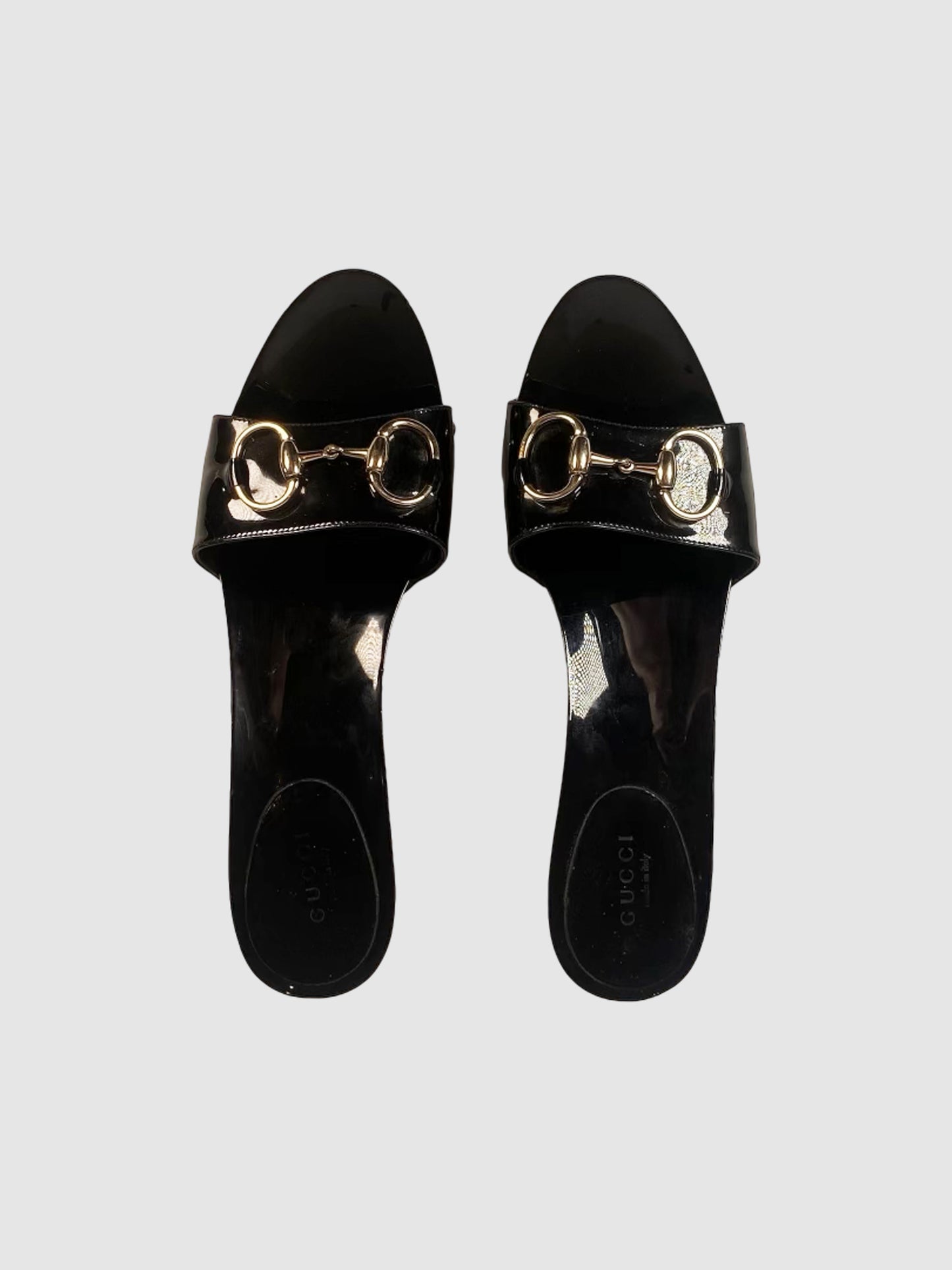 Gucci Horsebit Patent Leather Sandals - Size 38