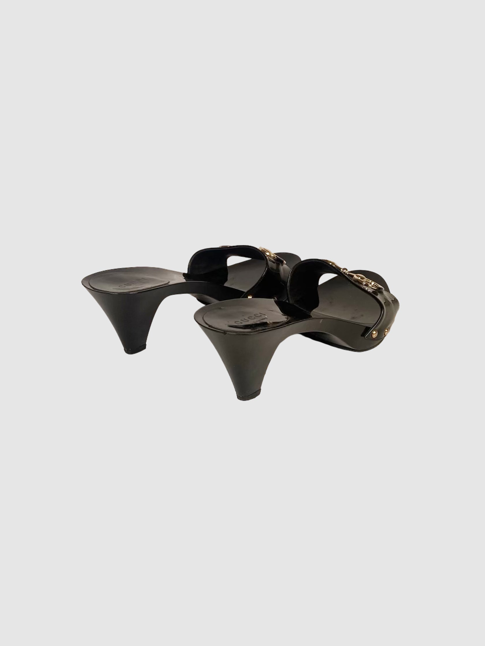 Horsebit Patent Leather Sandals - Size 38