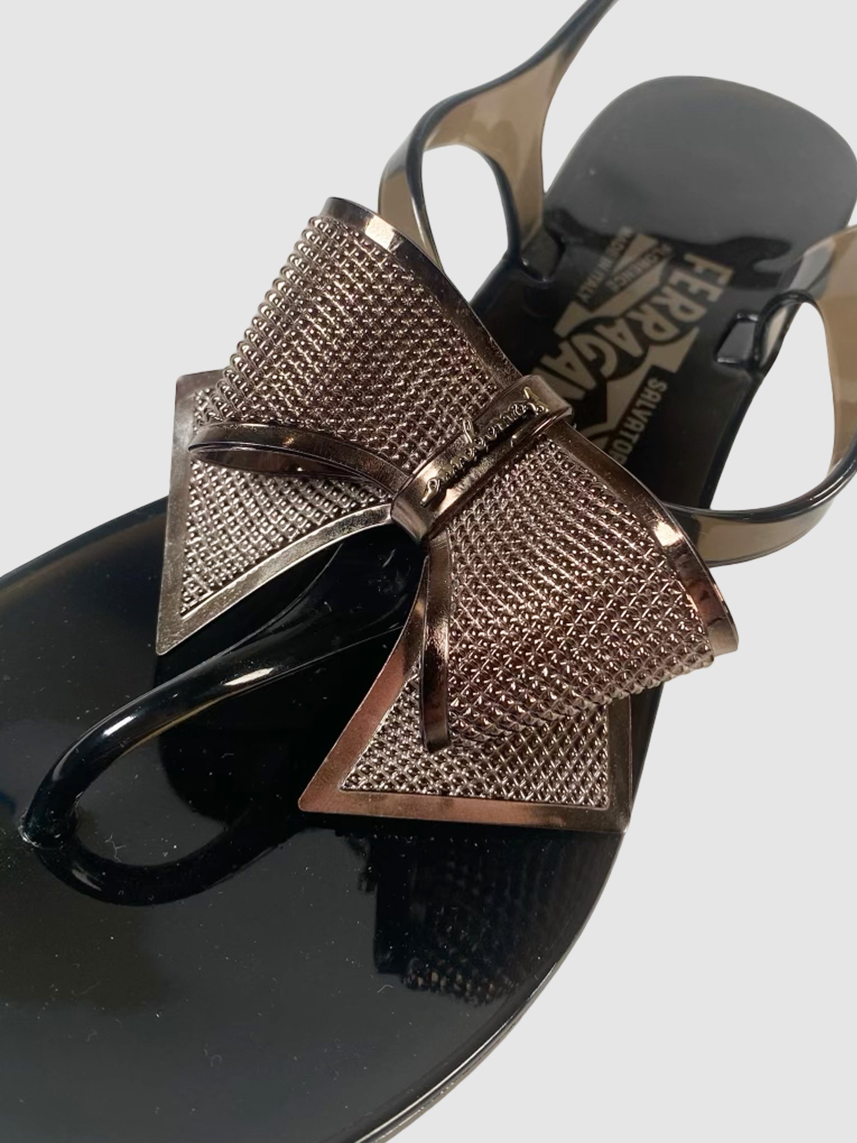 Salvatore Ferragamo Sunshine Jelly Bow Thong Sandals - Size 8