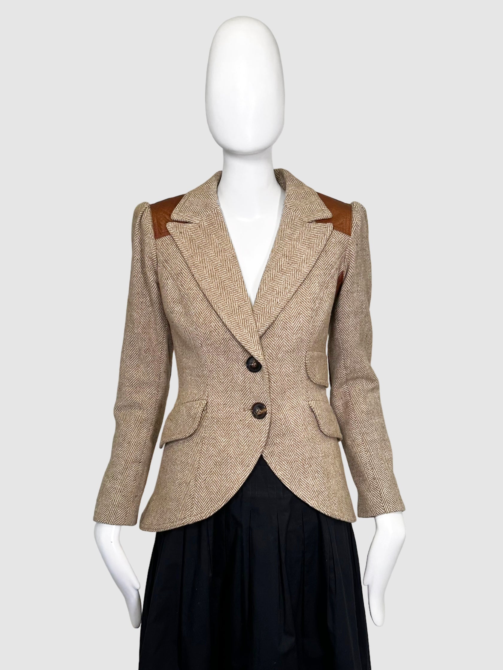 Plaid Wool Blazer - Size 6