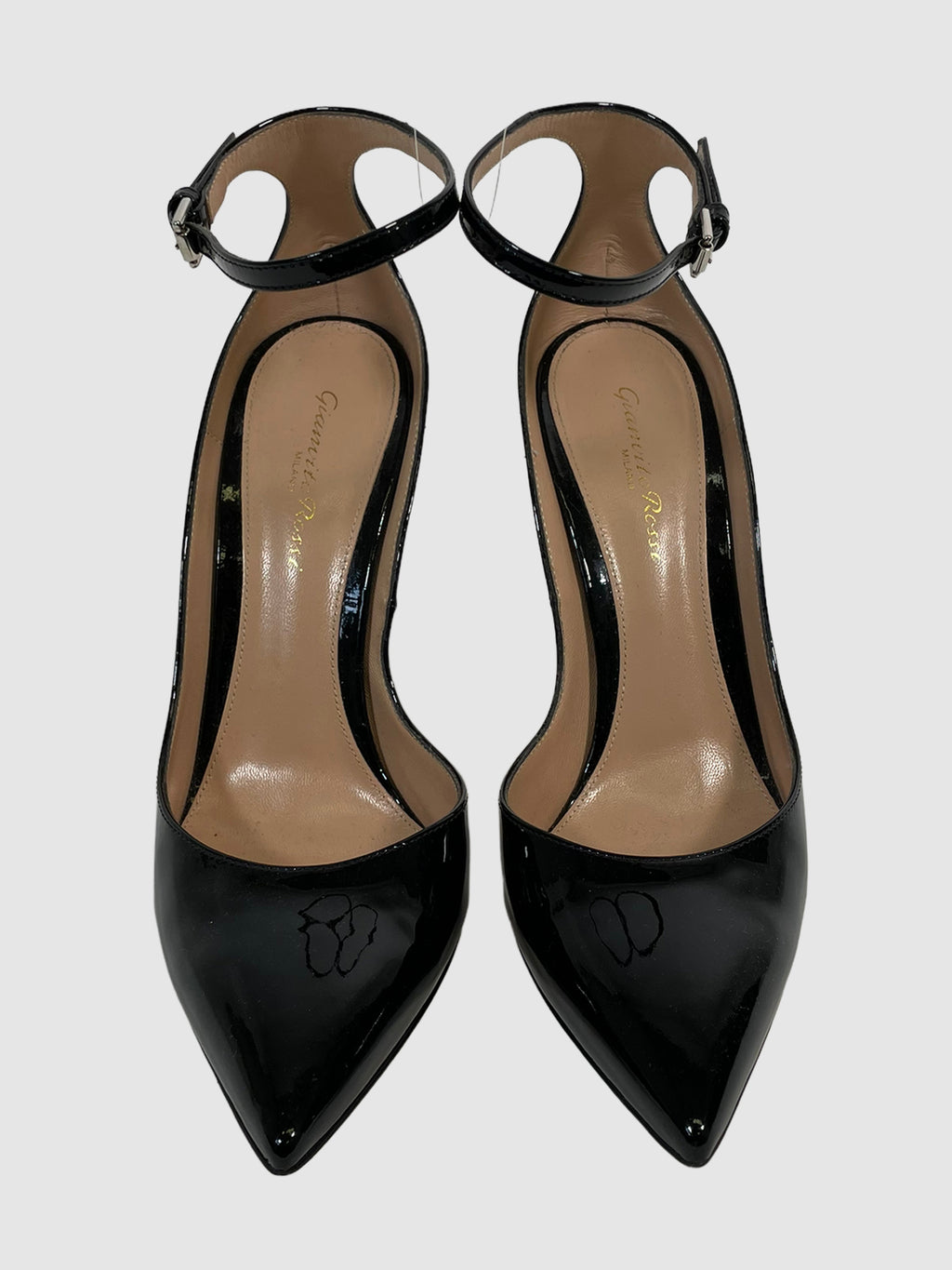 Patent Leather Pointed Toe Pumps - Size 40