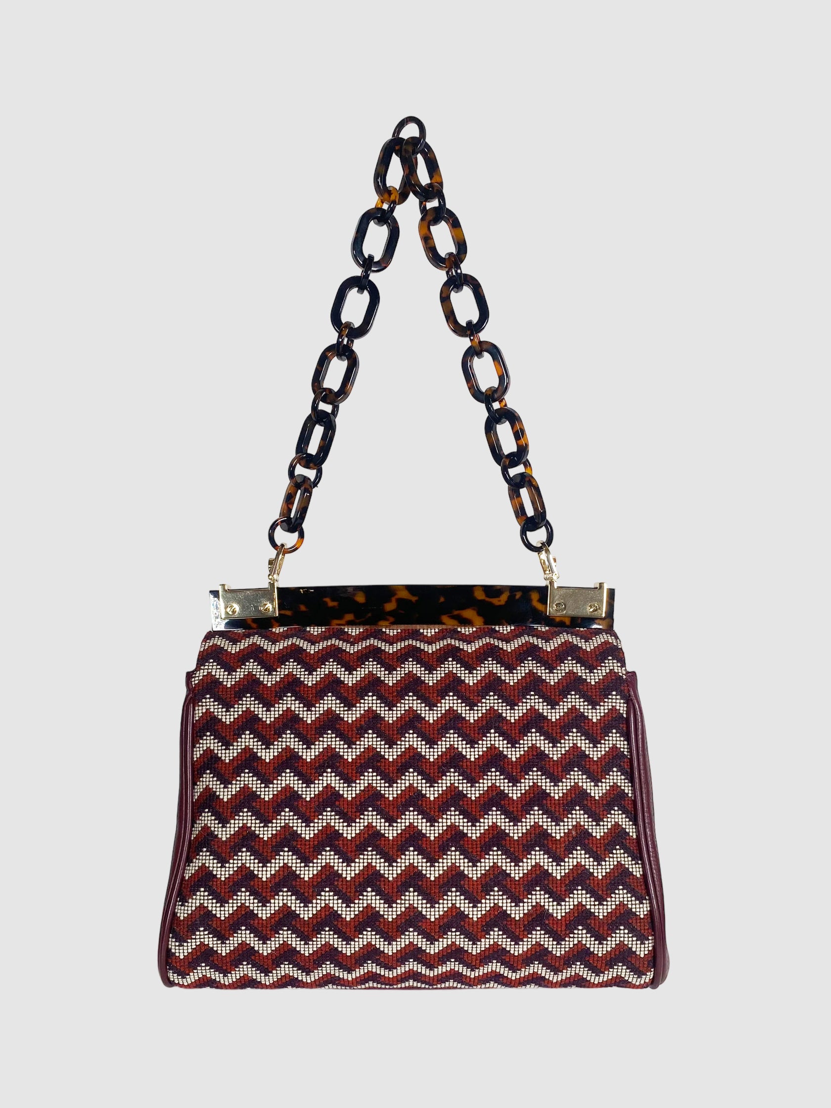 Tory Burch Woven and Leather Shoulder Bag
