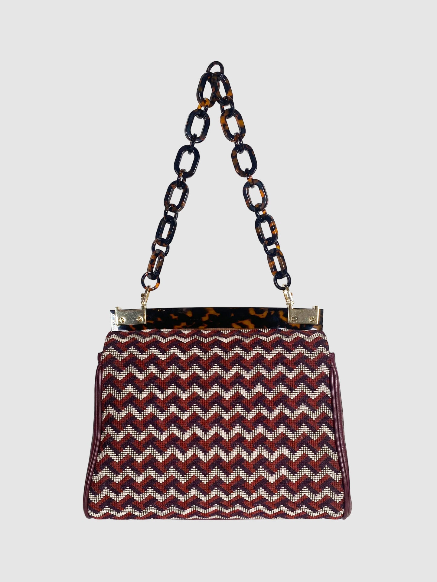 Tory Burch Woven and Leather Shoulder Bag