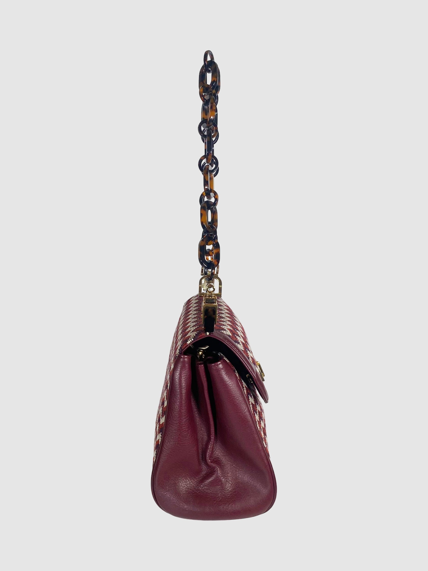 Tory Burch Woven and Leather Shoulder Bag