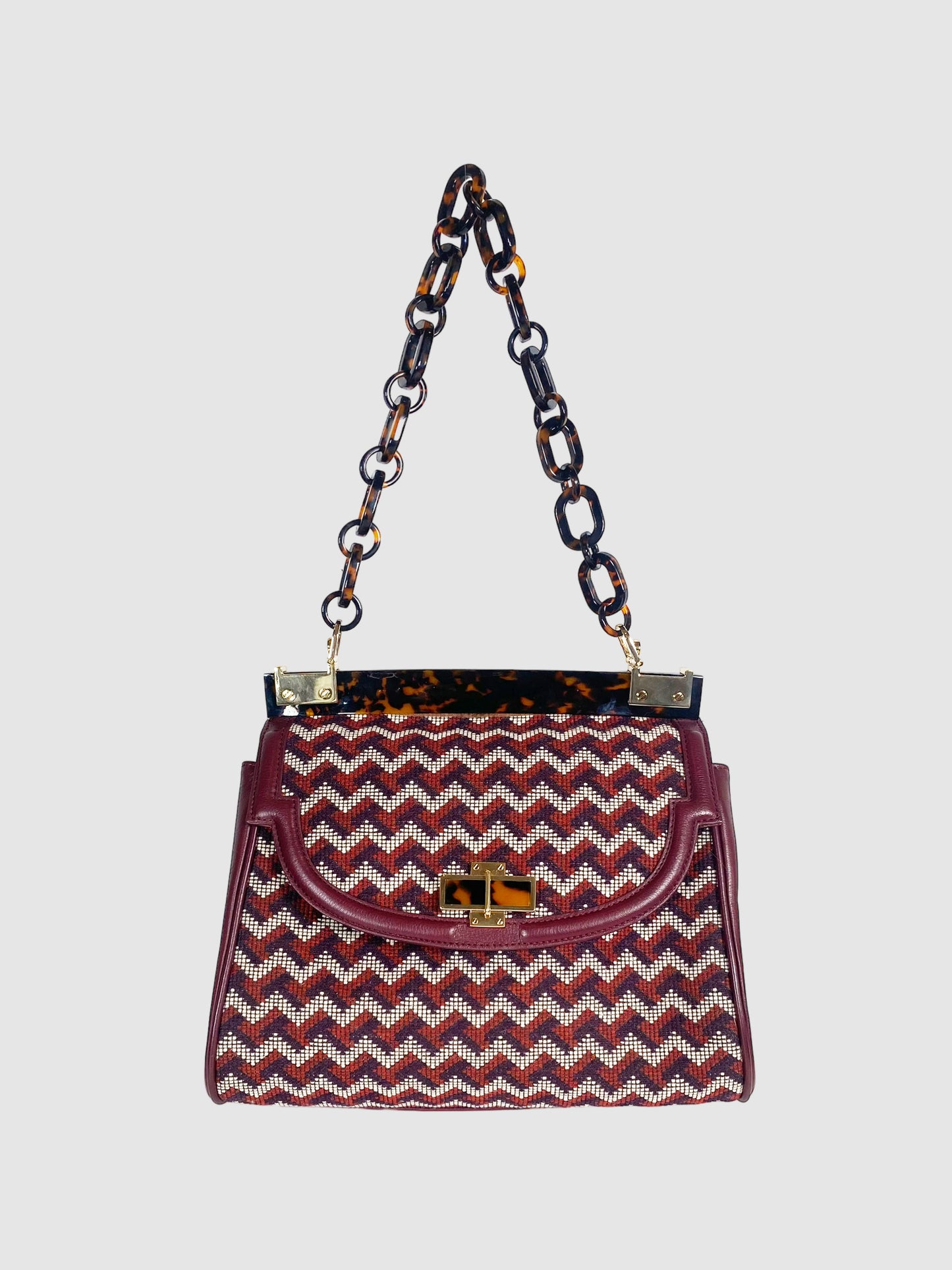 Tory Burch Woven and Leather Shoulder Bag