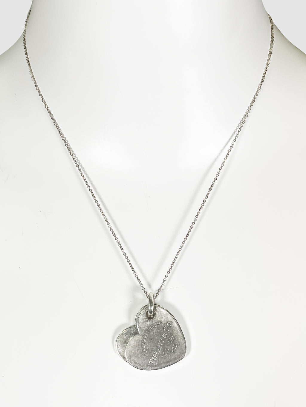 Double Heart Tag Pendant Necklace