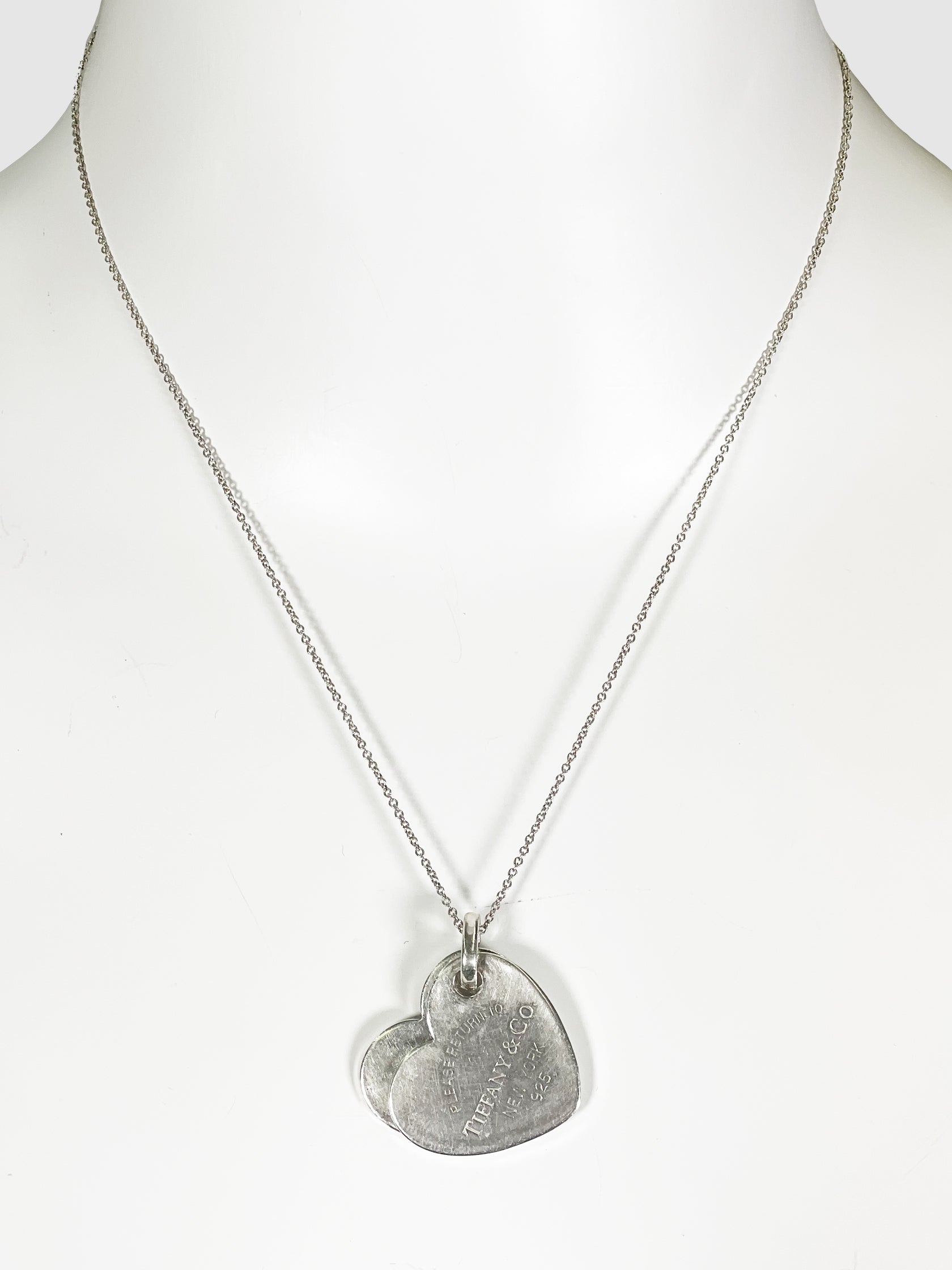 Double Heart Tag Pendant Necklace