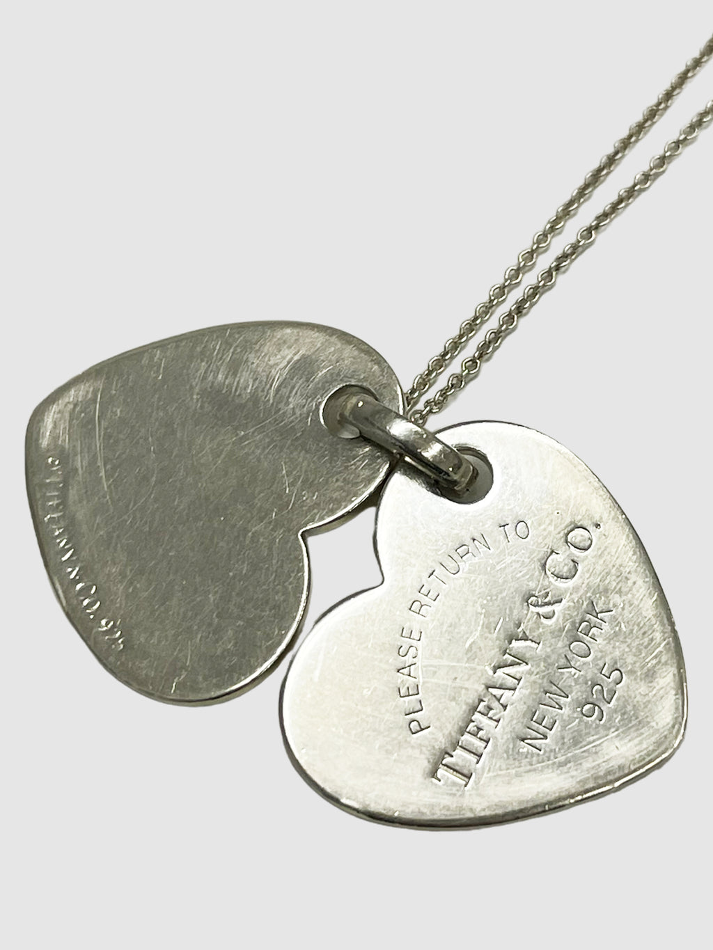 Double Heart Tag Pendant Necklace