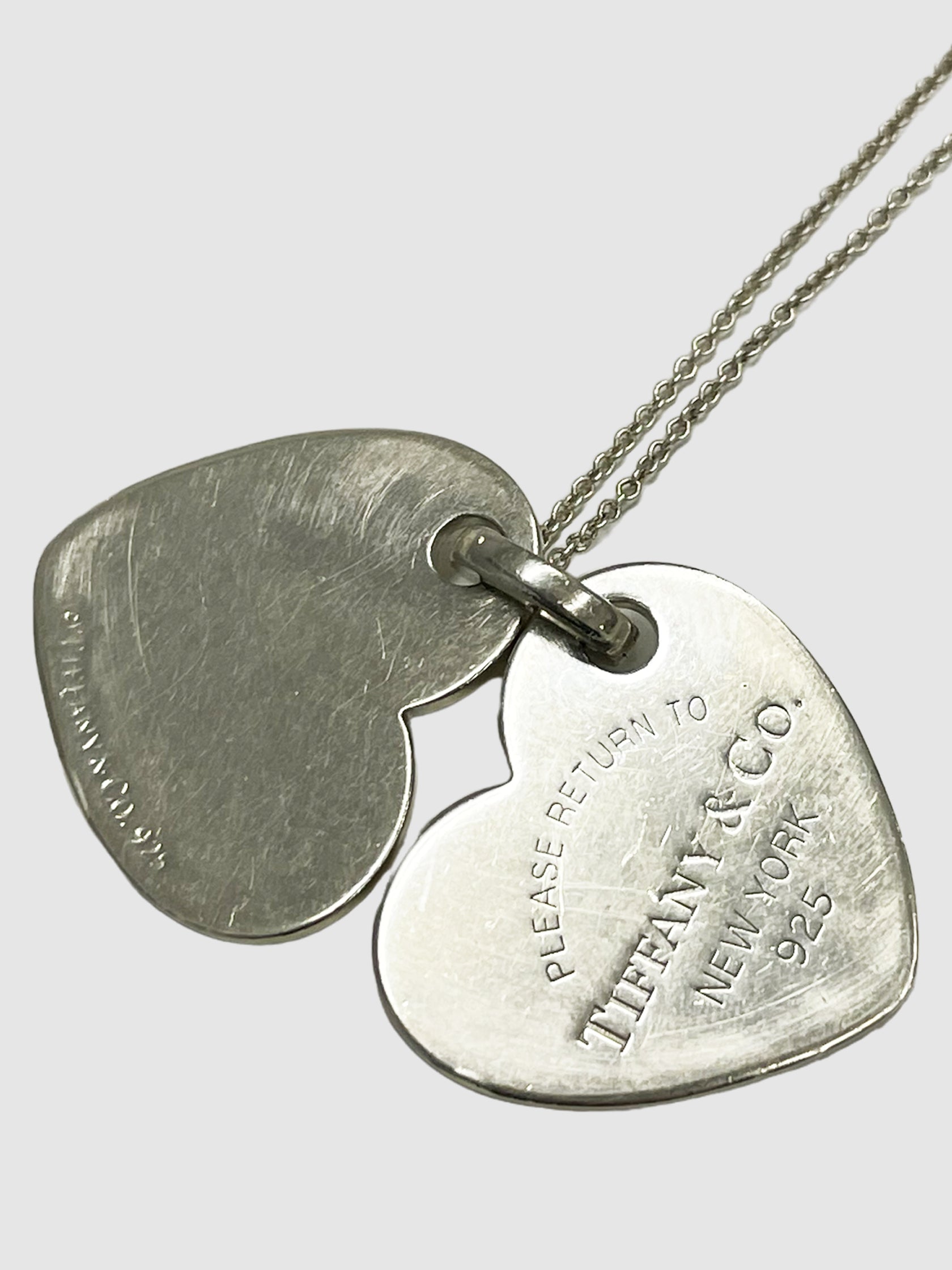 Double Heart Tag Pendant Necklace