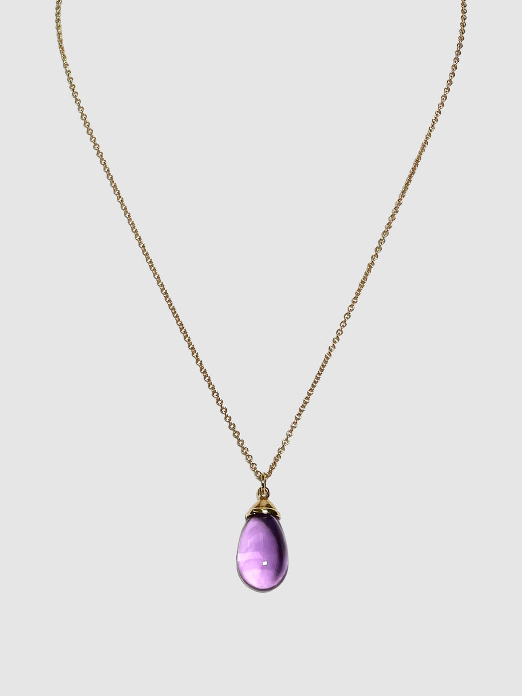 18K Amethyst Drop Pendant Chain Necklace