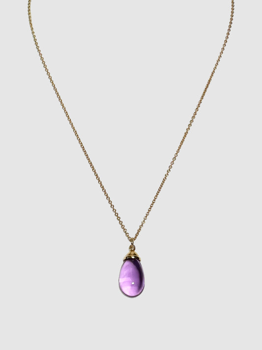 Tiffany & Co 18K Amethyst Drop Pendant Chain Necklace