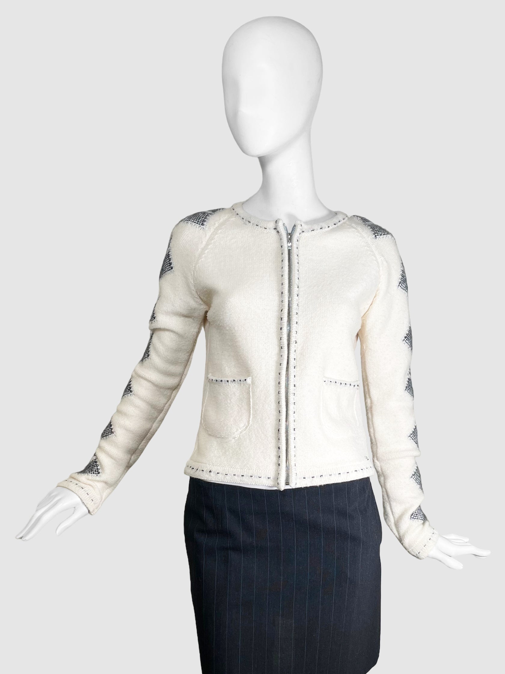 Zipped Wool Sweater - Size 42