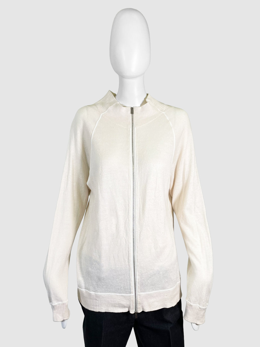 Cream Full-Zip Sweater - Size M