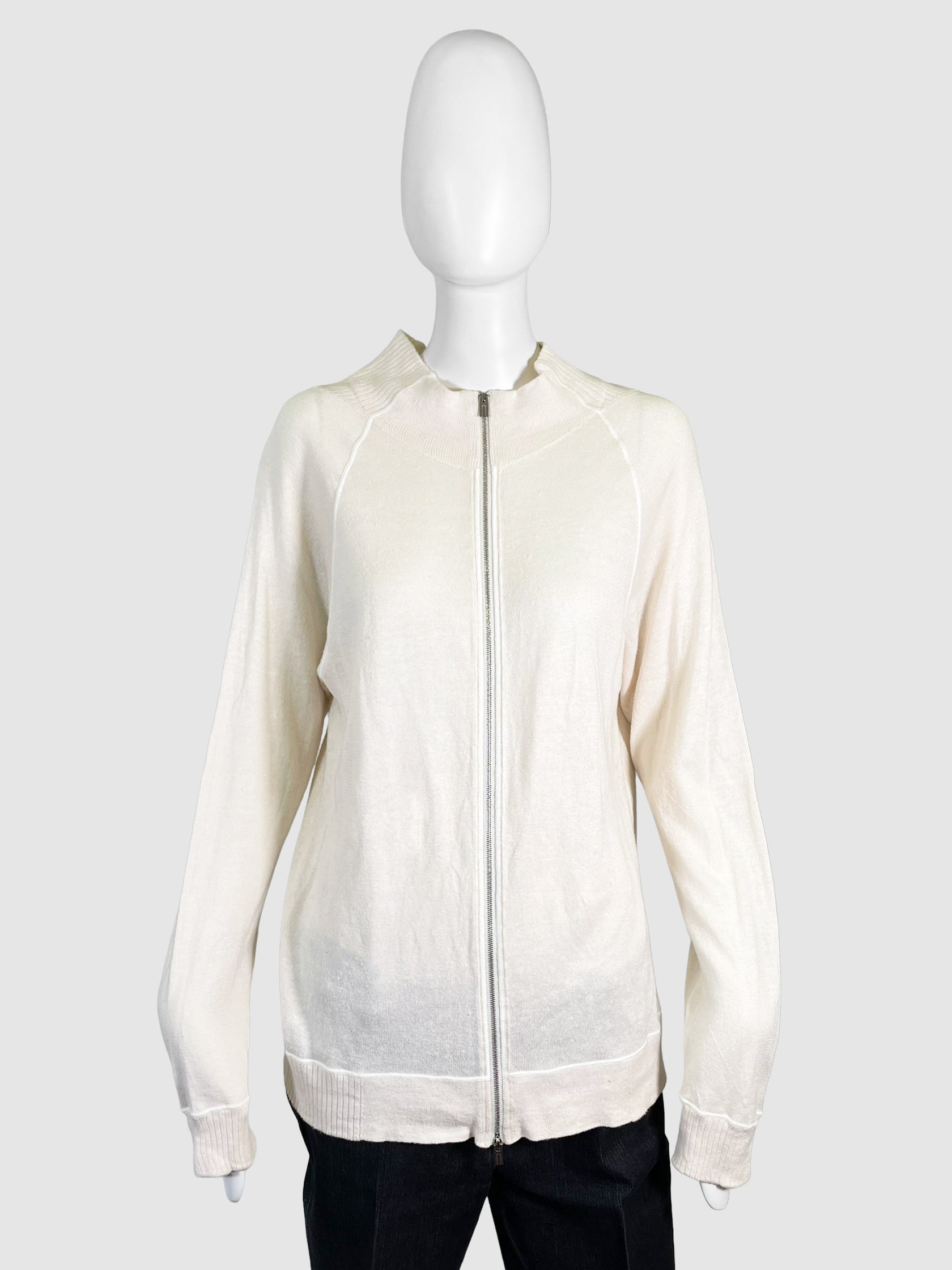 Cream Full-Zip Sweater - Size M