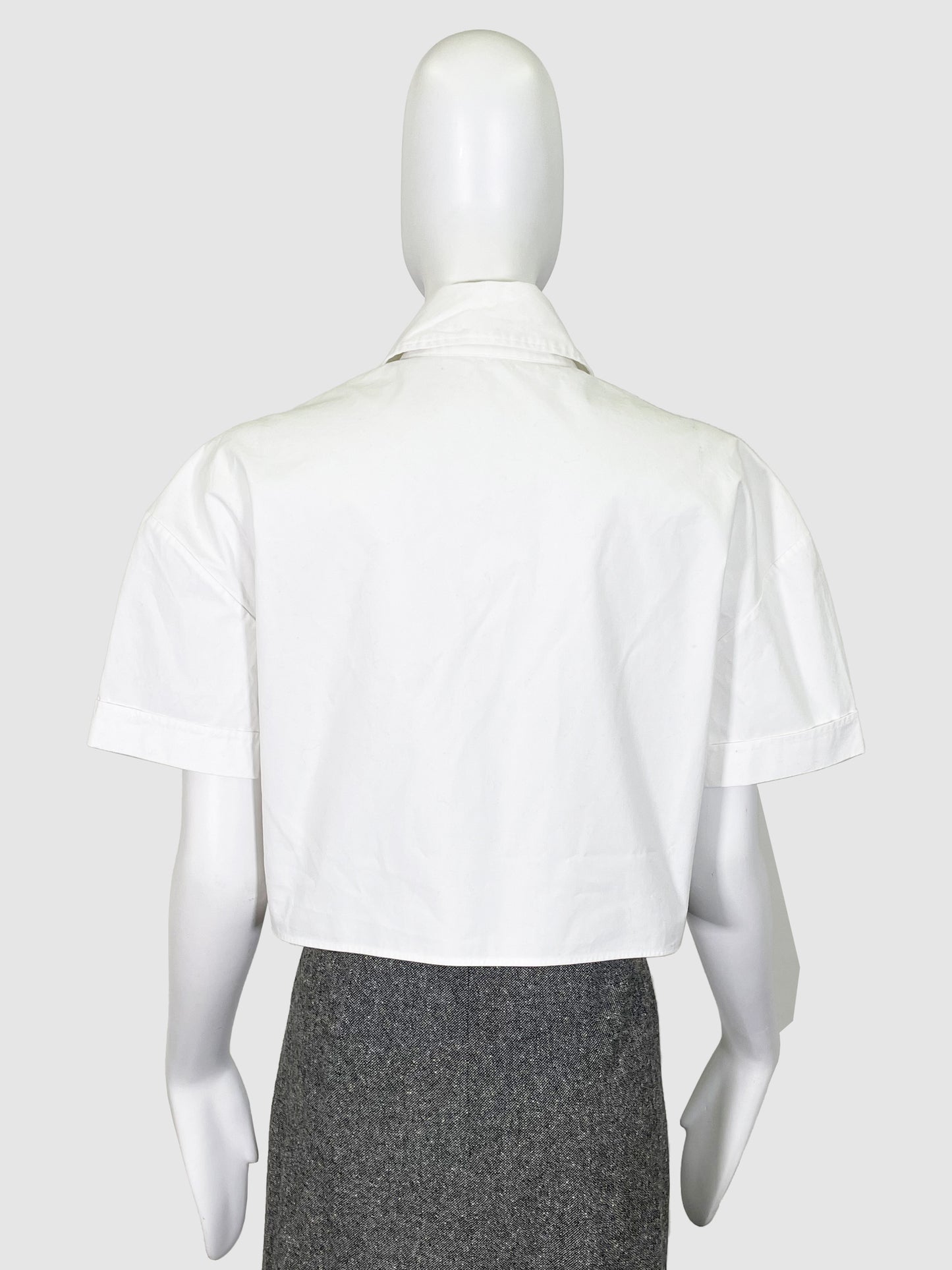Hugo Boss White Crop Button-Up Blouse - Size 36