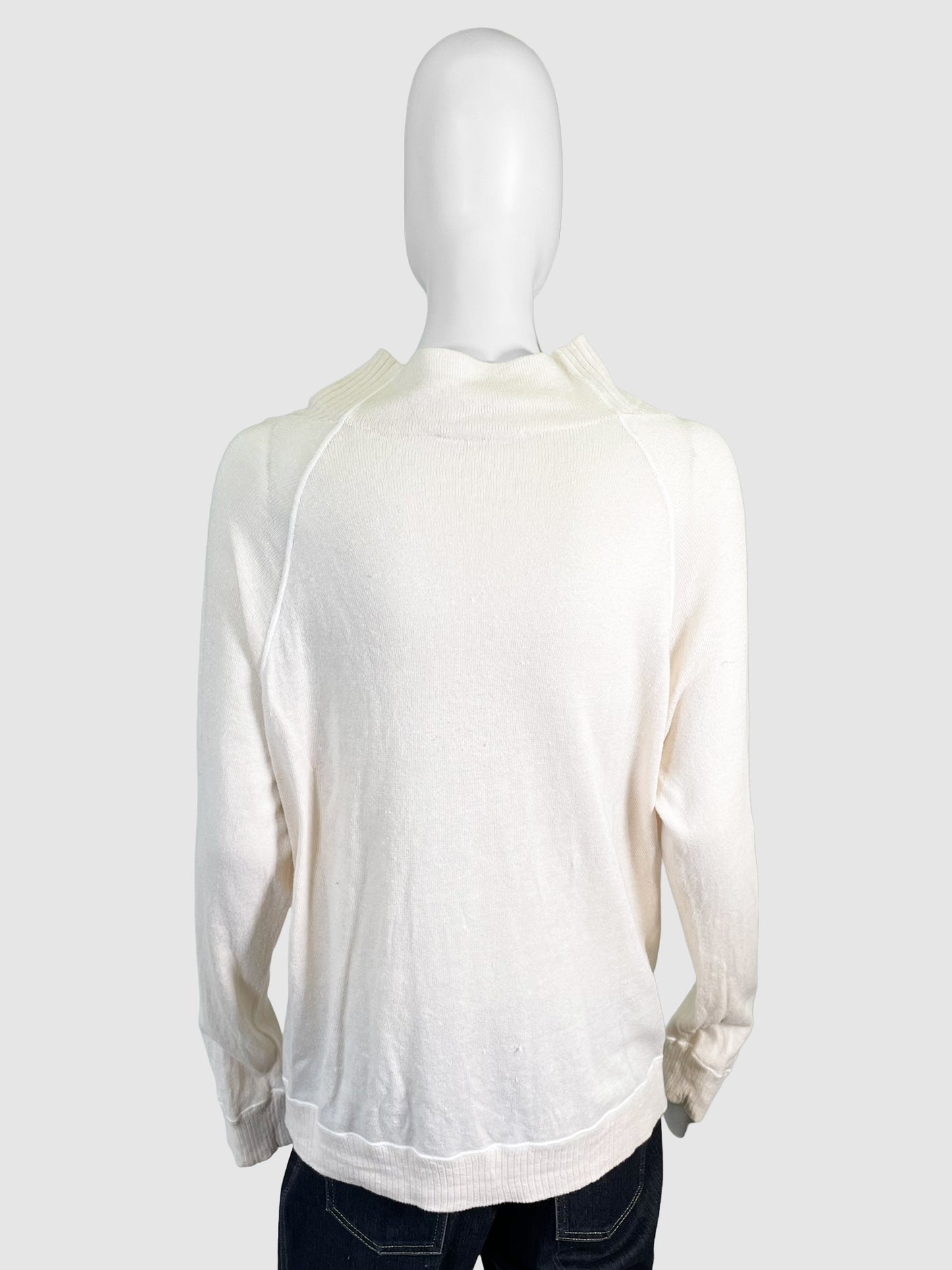 Cream Full-Zip Sweater - Size M