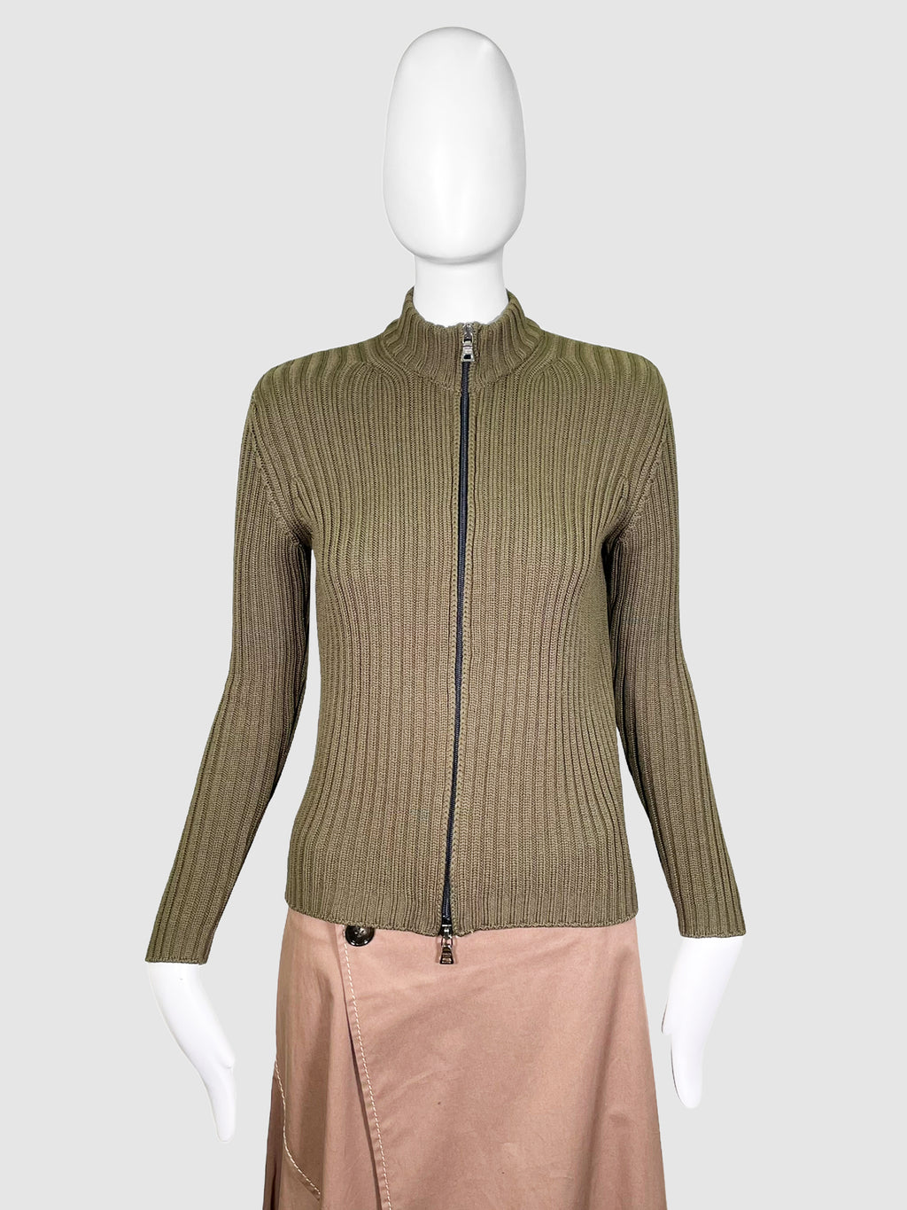 Ribbed Zip Up Sweater - Size 38