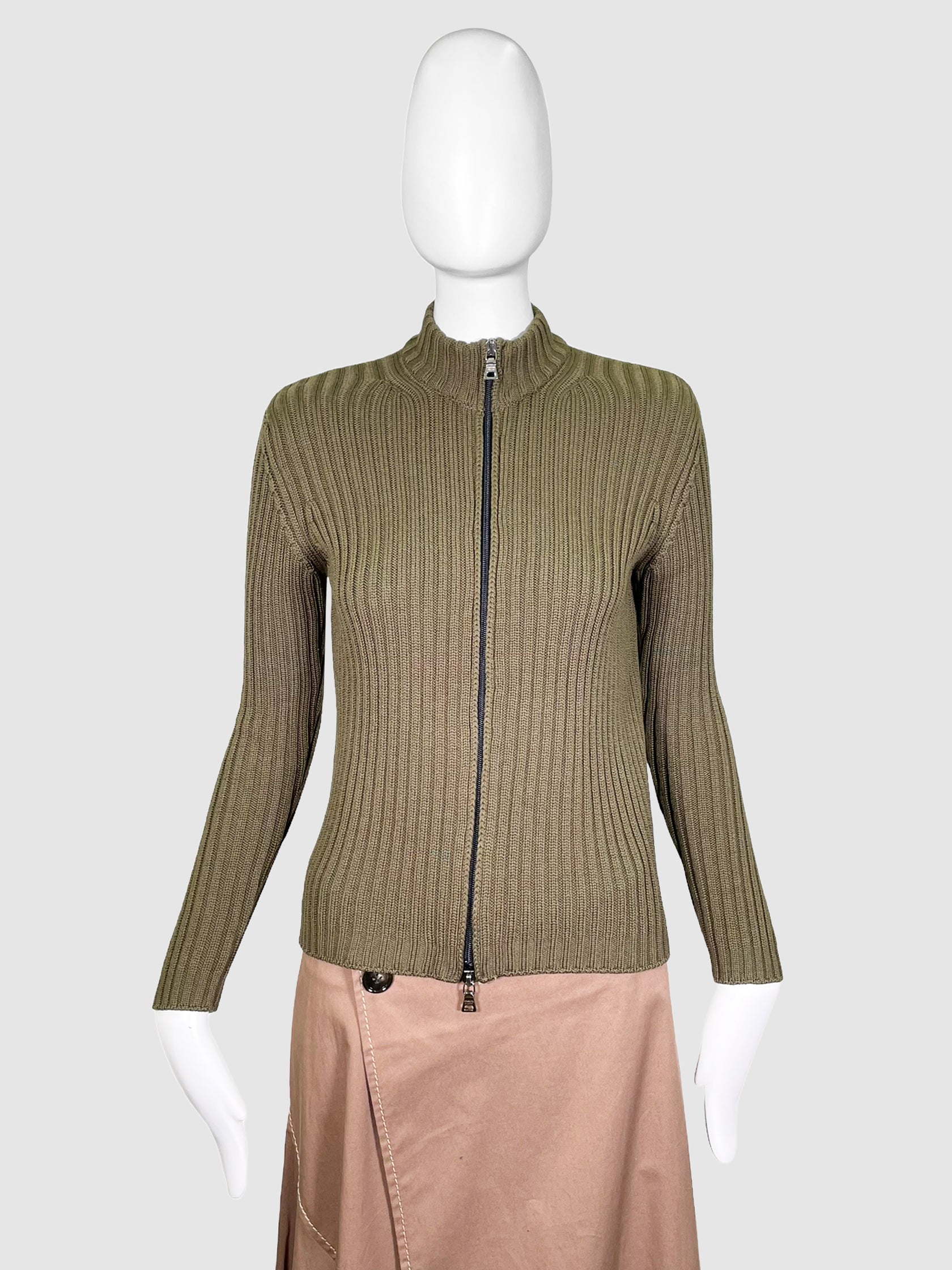 Ribbed Zip Up Sweater - Size 38