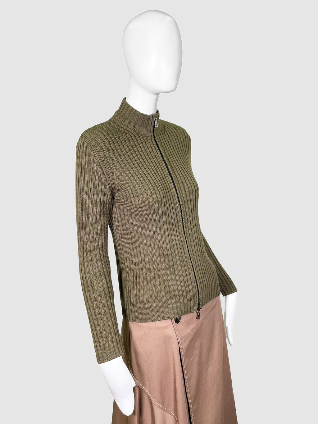 Ribbed Zip Up Sweater - Size 38