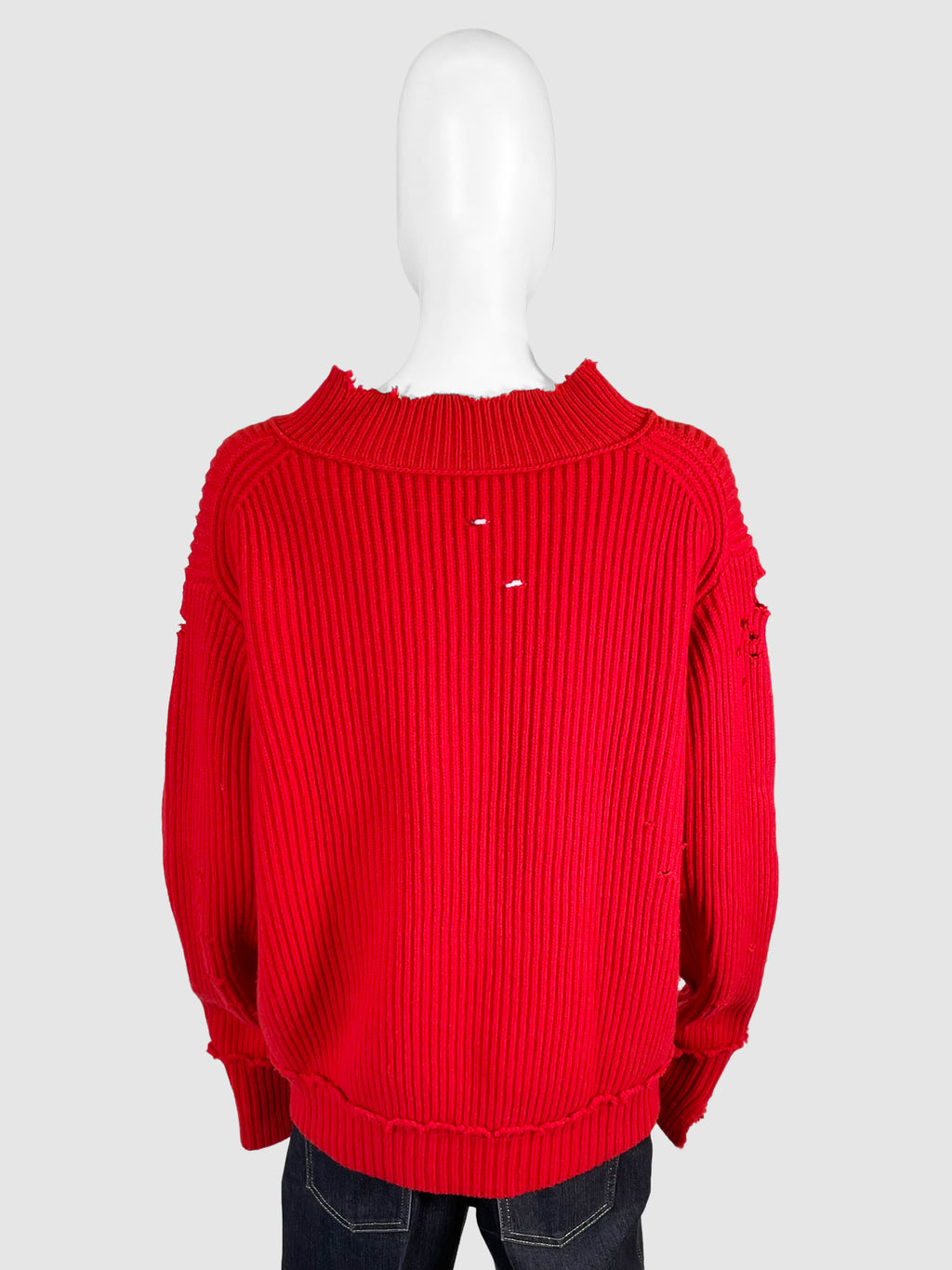 Distressed V-neck Sweater - Size M