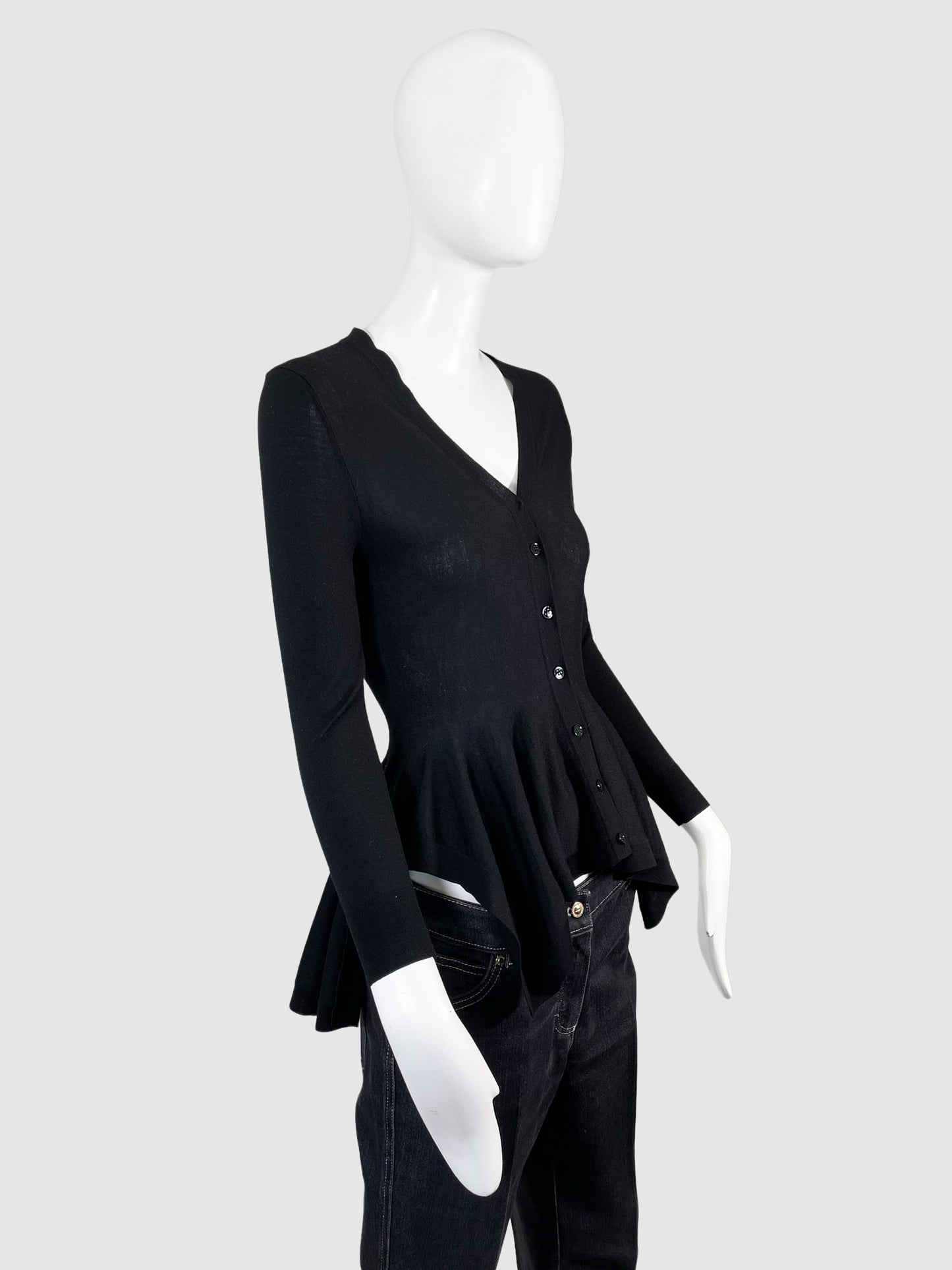 Black Ruffled Cardigan - Size XS