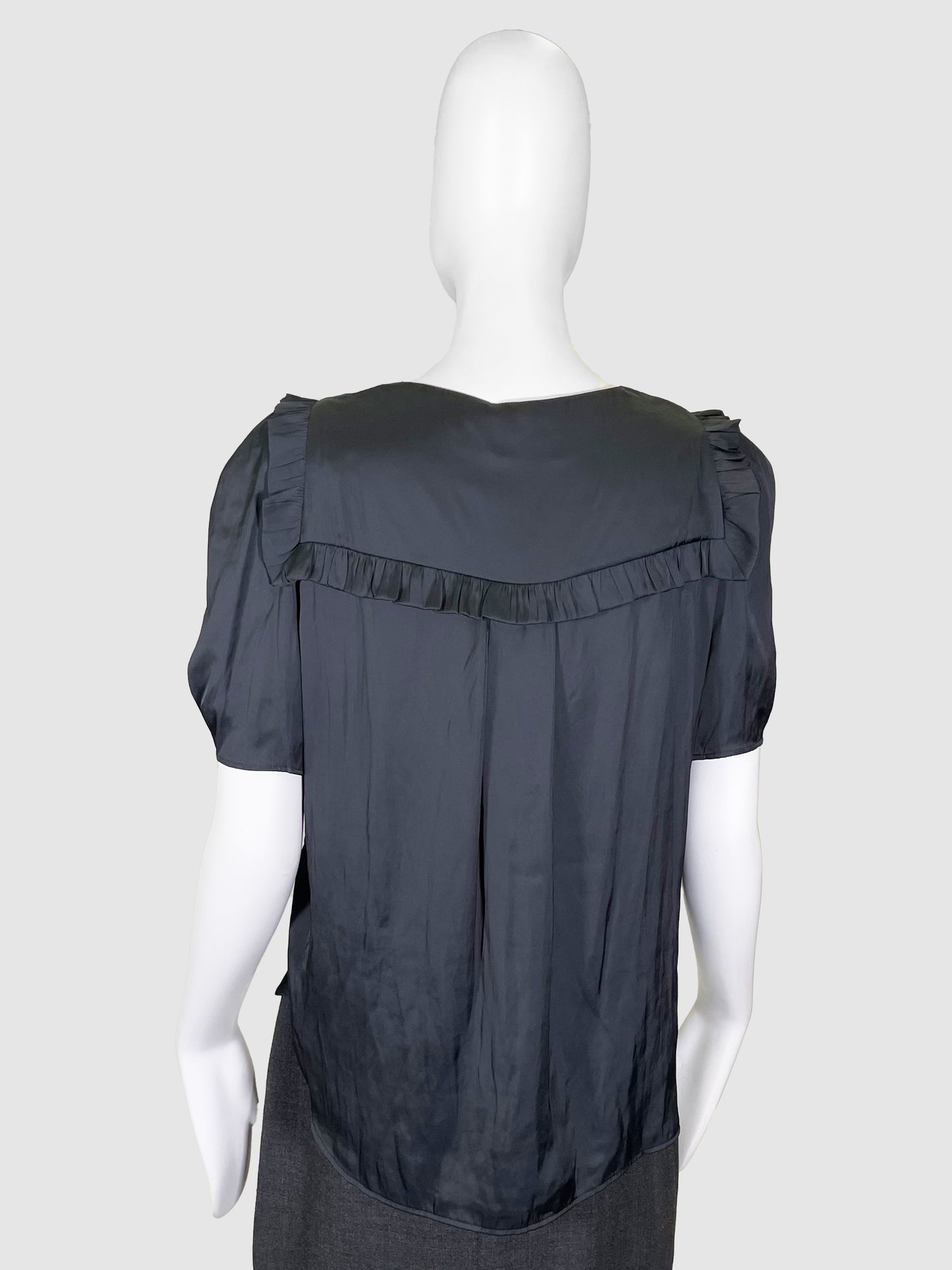 Zadig & Voltaire Satin Blouse with Ruffle Trim - Size S