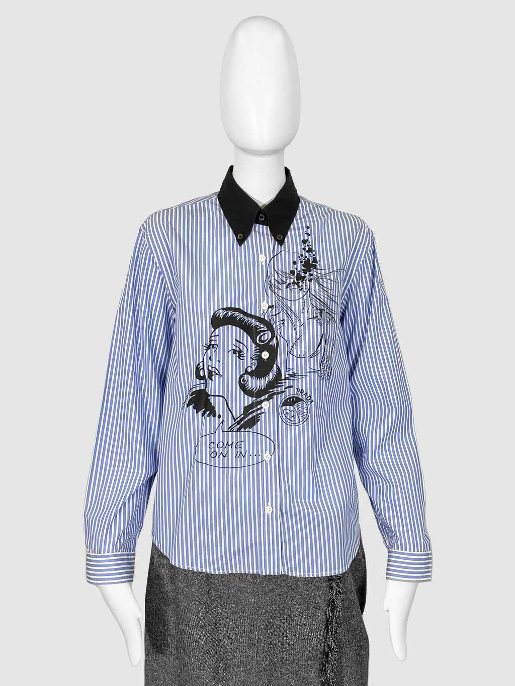 Prada Blue Striped Button-Up - Size 38