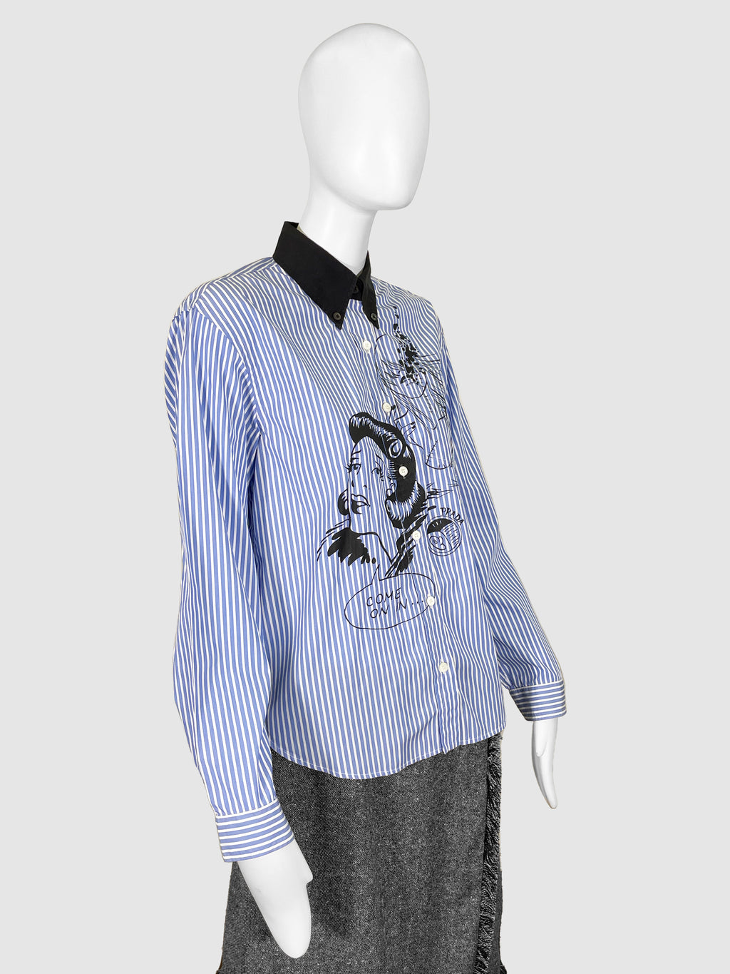 Prada Blue Striped Button-Up - Size 38