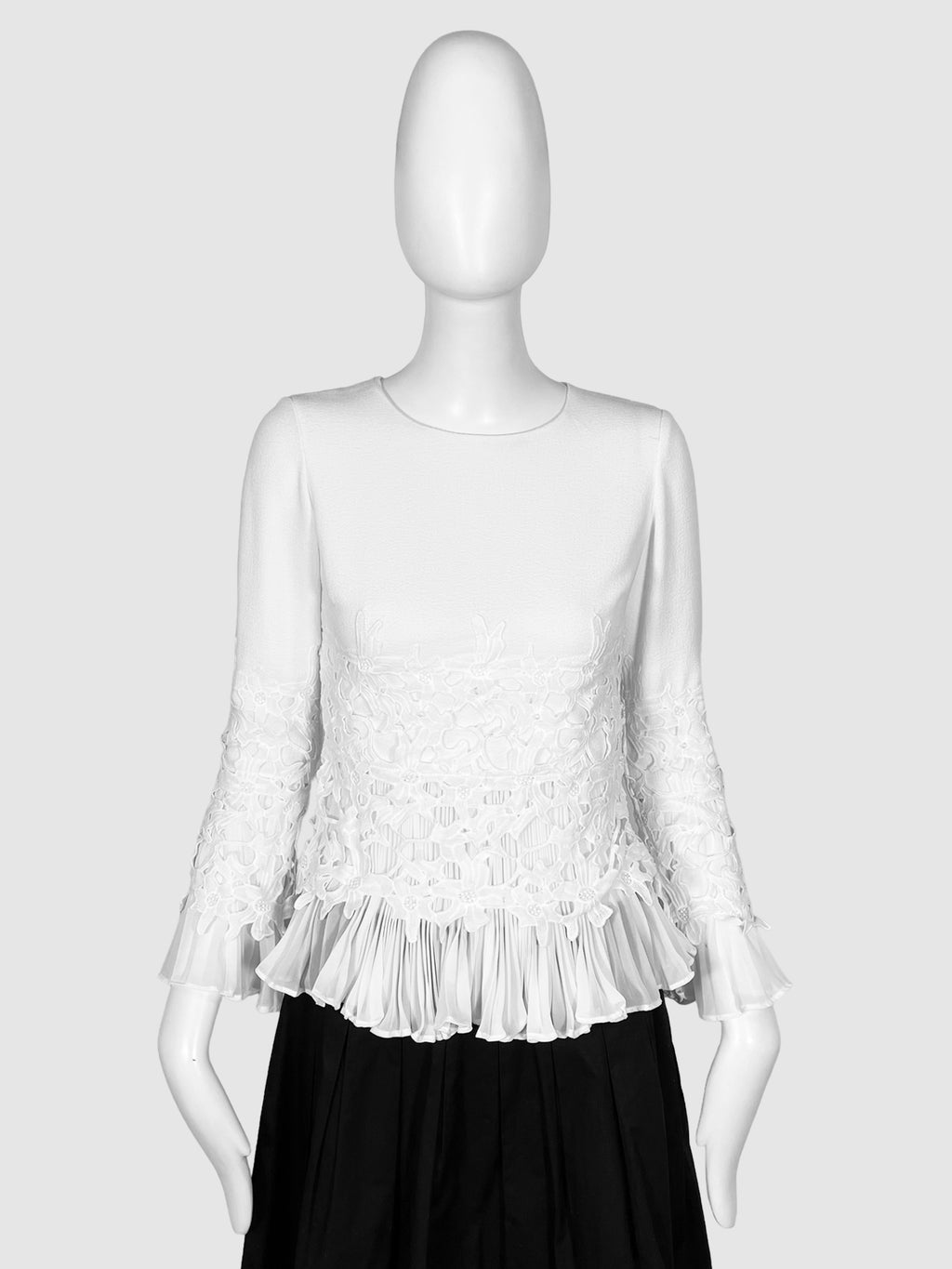 Sheer Blouse with Floral Appliqué - Size XS