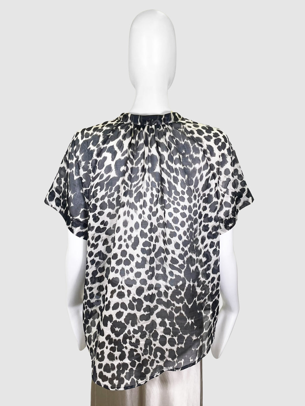 Semi-Sheer Leopard Print Blouse - Size 40