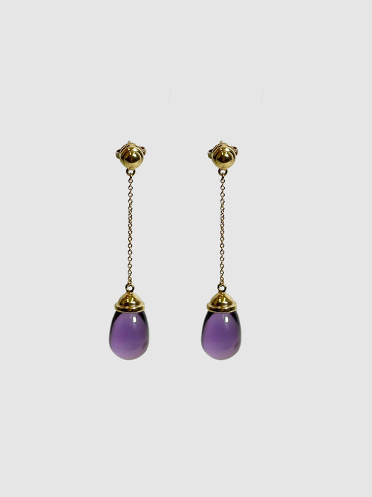 18K Amethyst Drop Earrings