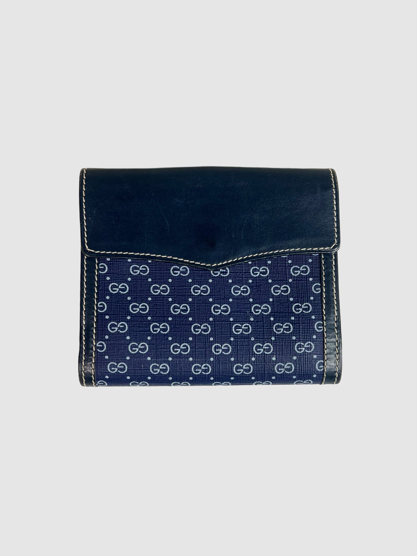 Gucci Navy Monogram Fold Wallet