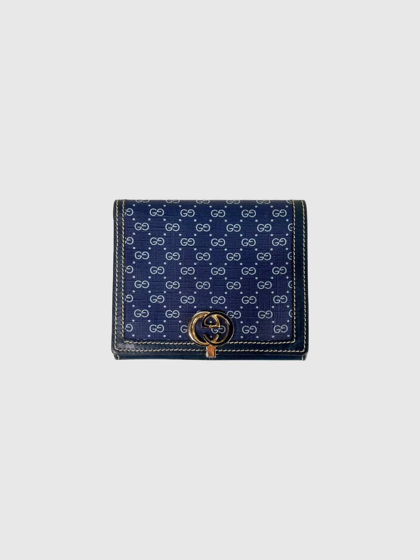 Gucci Navy Monogram Fold Wallet