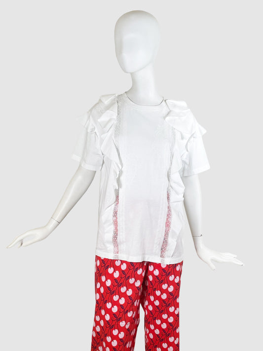 White Ruffled Top - Size M