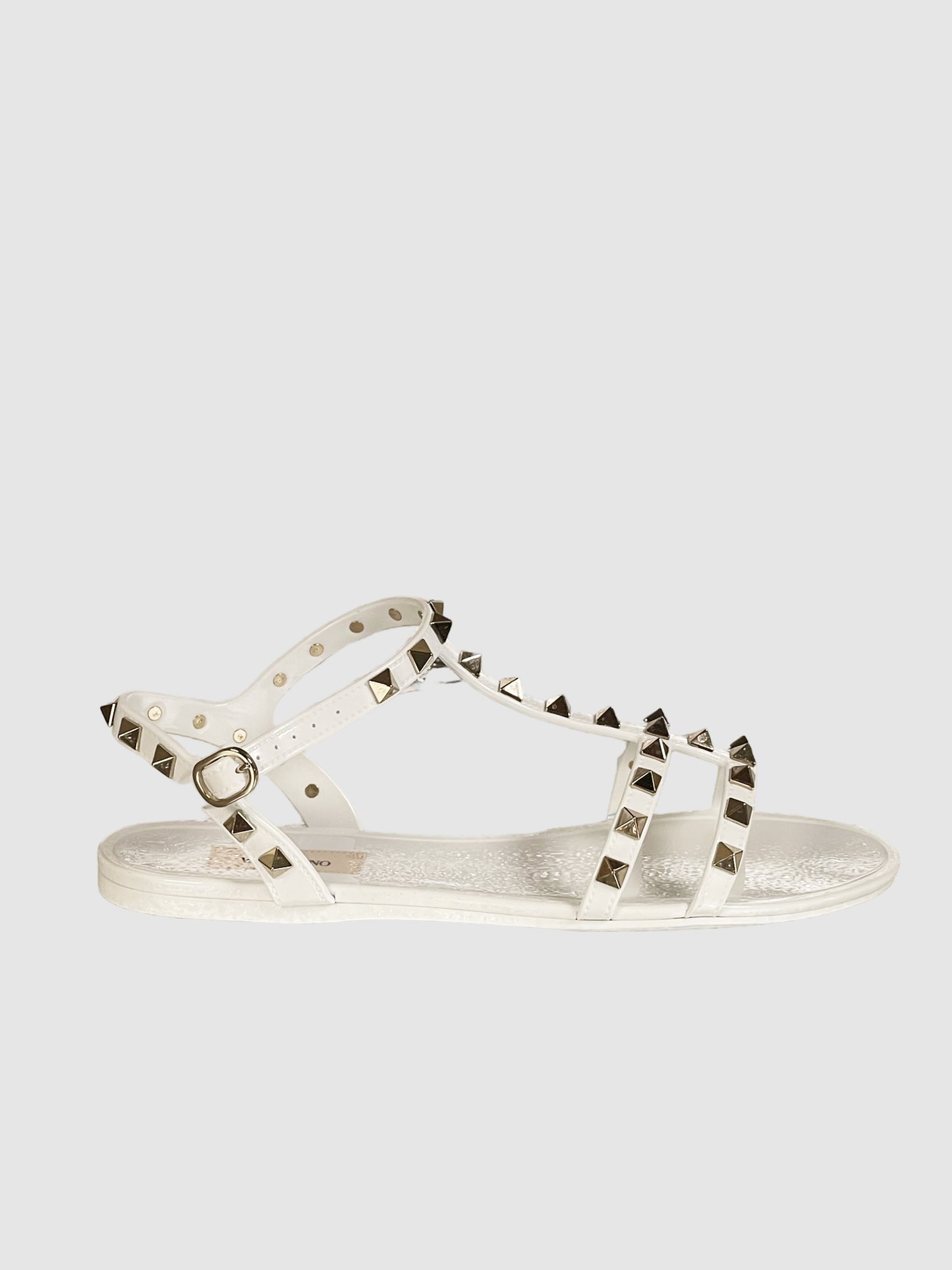 Valentino Rockstud Accents Rubber Gladiator Sandals - Size 37