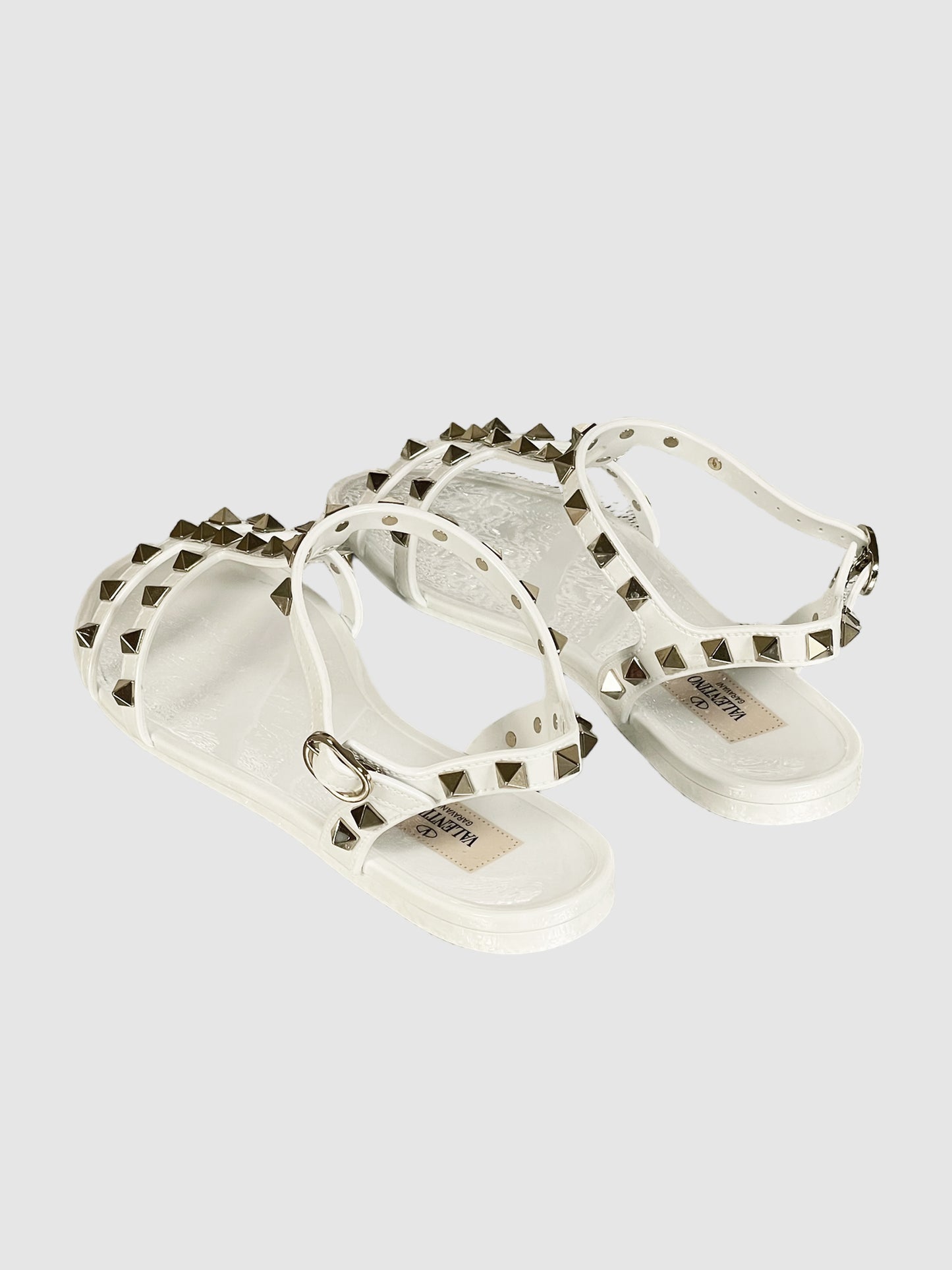 Valentino Rockstud Accents Rubber Gladiator Sandals - Size 37