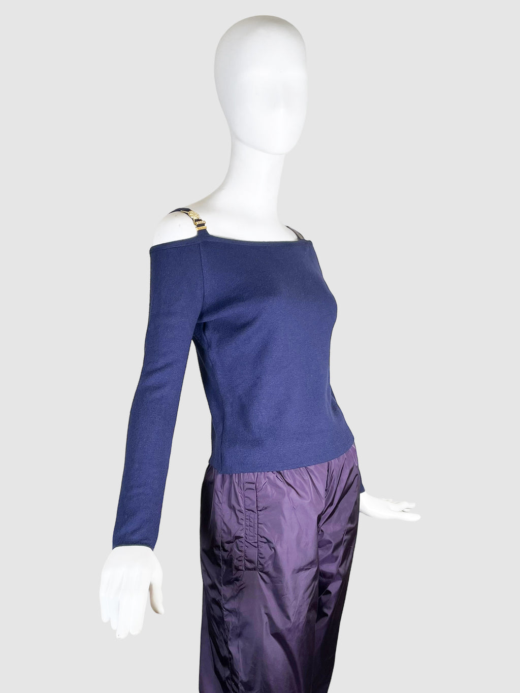 Cold-Shoulder Knitted Top - Size M