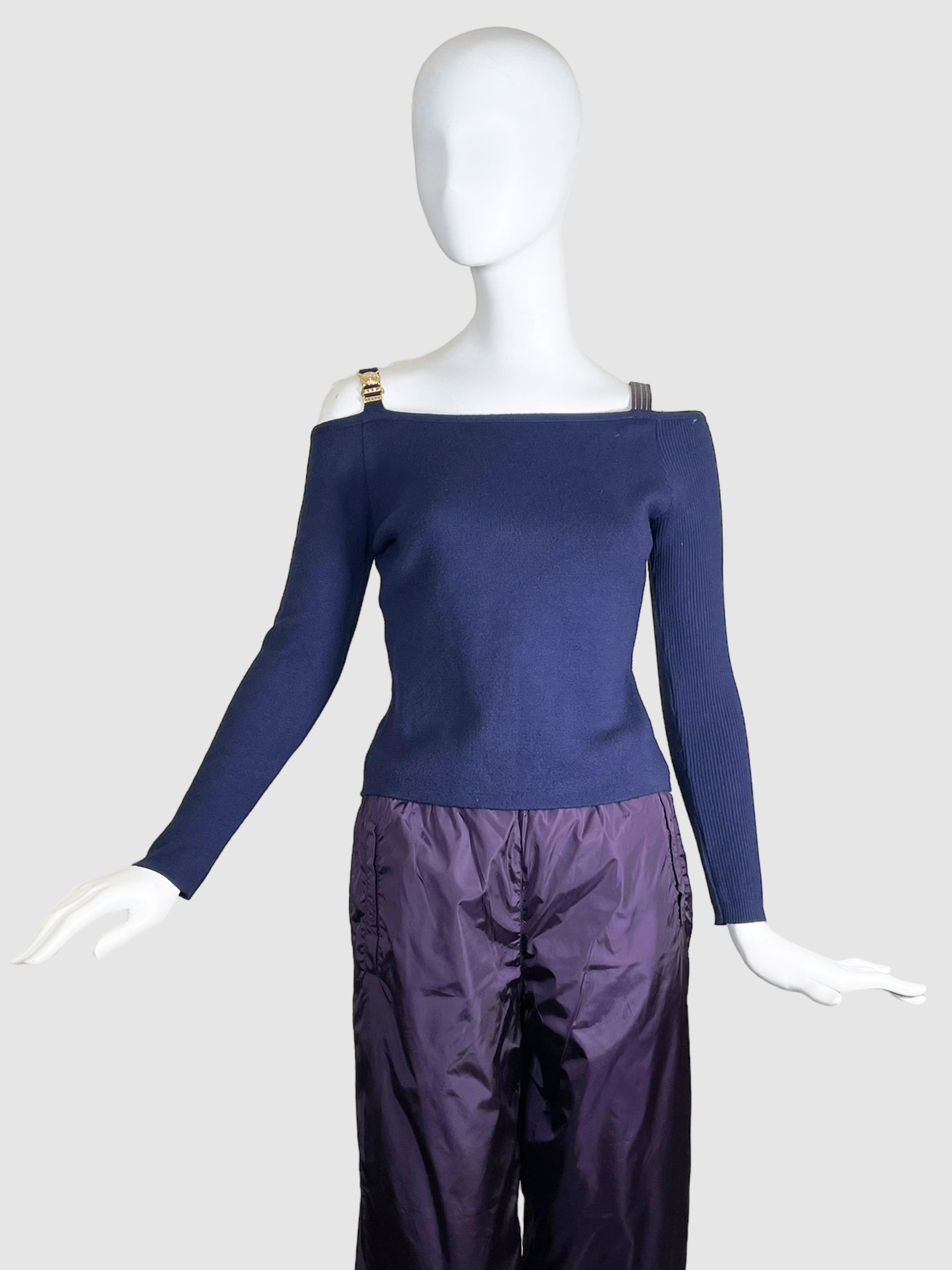 Cold-Shoulder Knitted Top - Size M